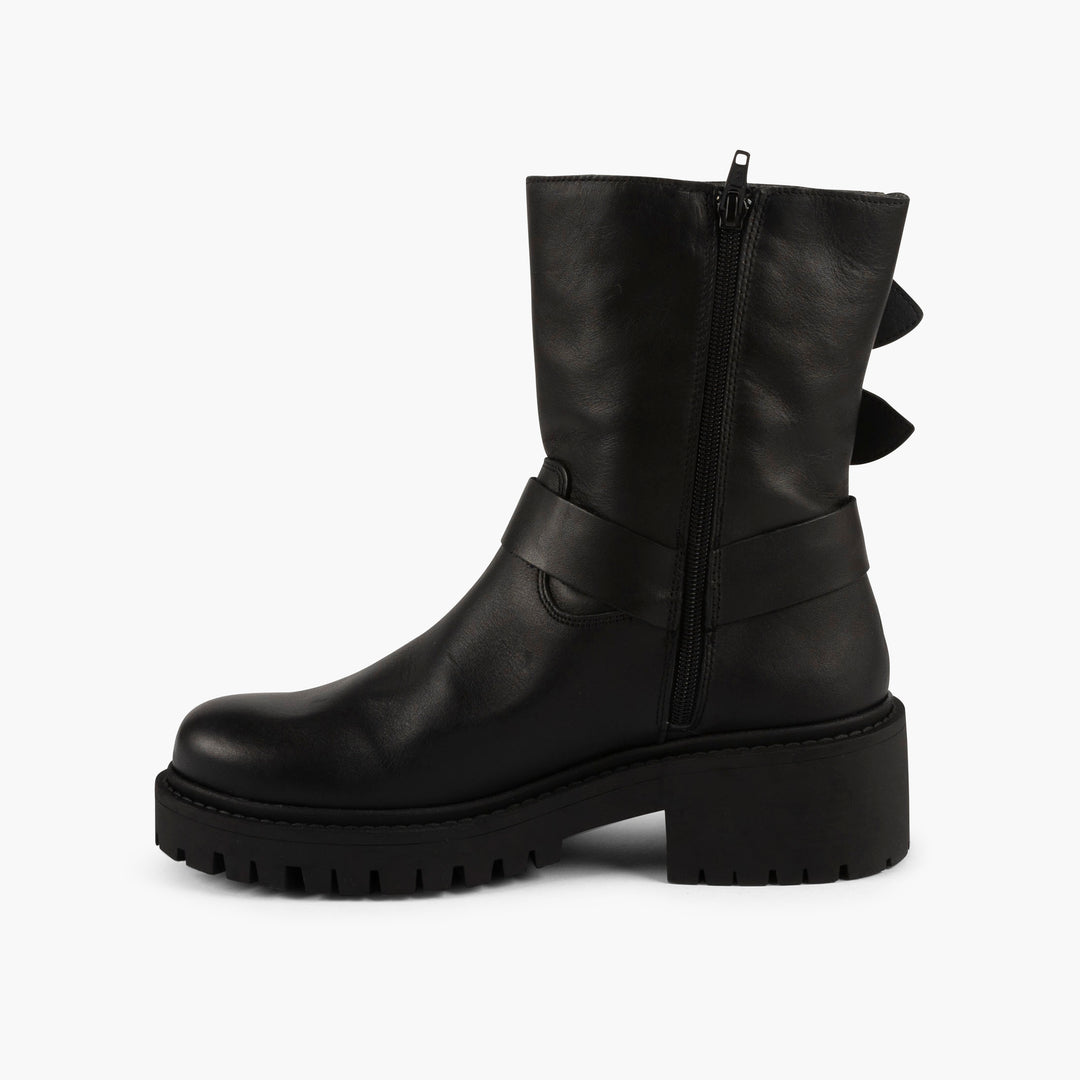 Tribeca Leather Boots in Black