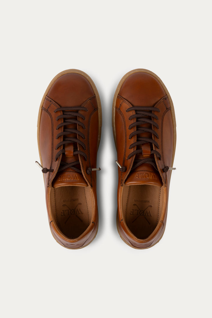 Arezzo Leather Smart Trainers in Brown