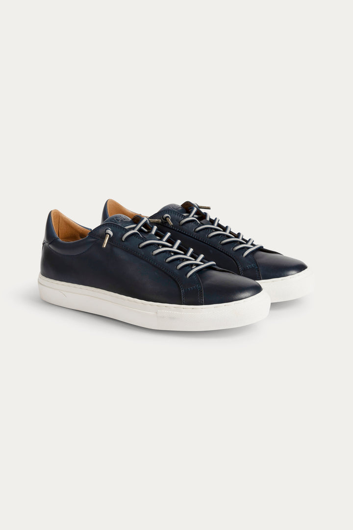 Arezzo Leather Smart Trainers in Navy