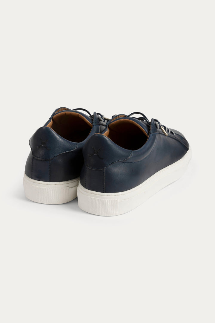 Arezzo Leather Smart Trainers in Navy