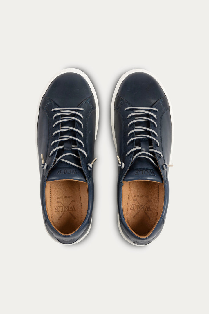 Arezzo Leather Smart Trainers in Navy