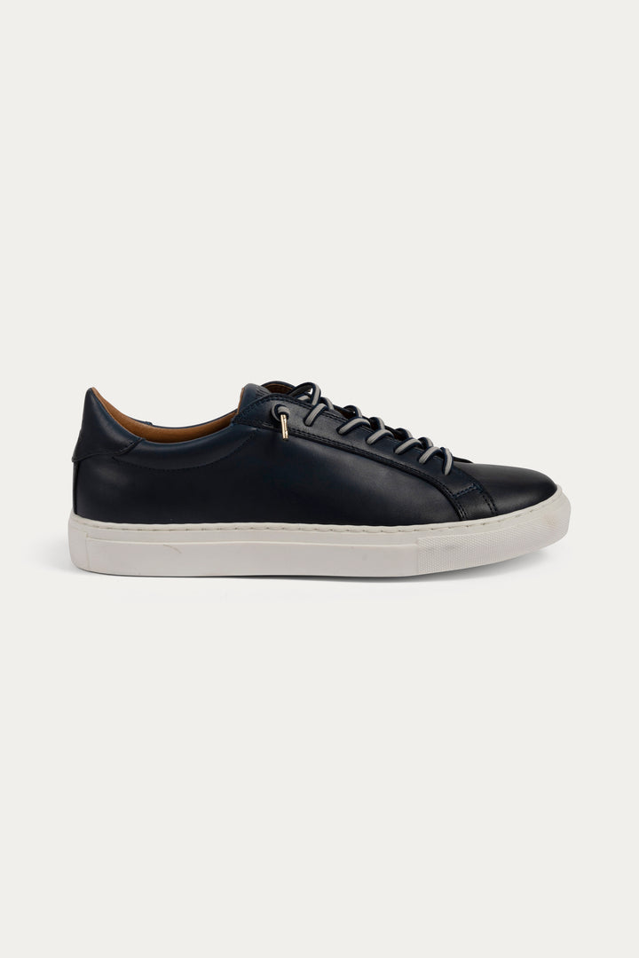 Arezzo Leather Smart Trainers in Navy