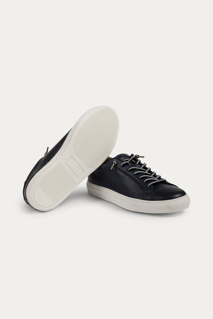 Arezzo Leather Smart Trainers in Navy