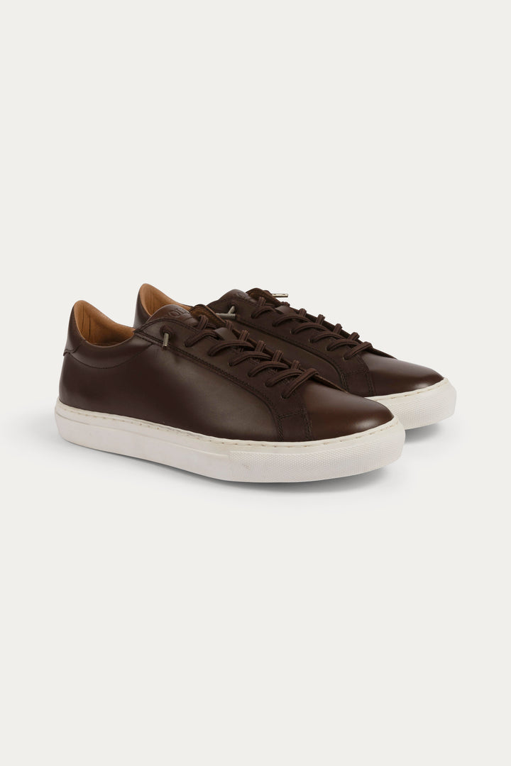 Arezzo Leather Smart Trainers in Dark Brown
