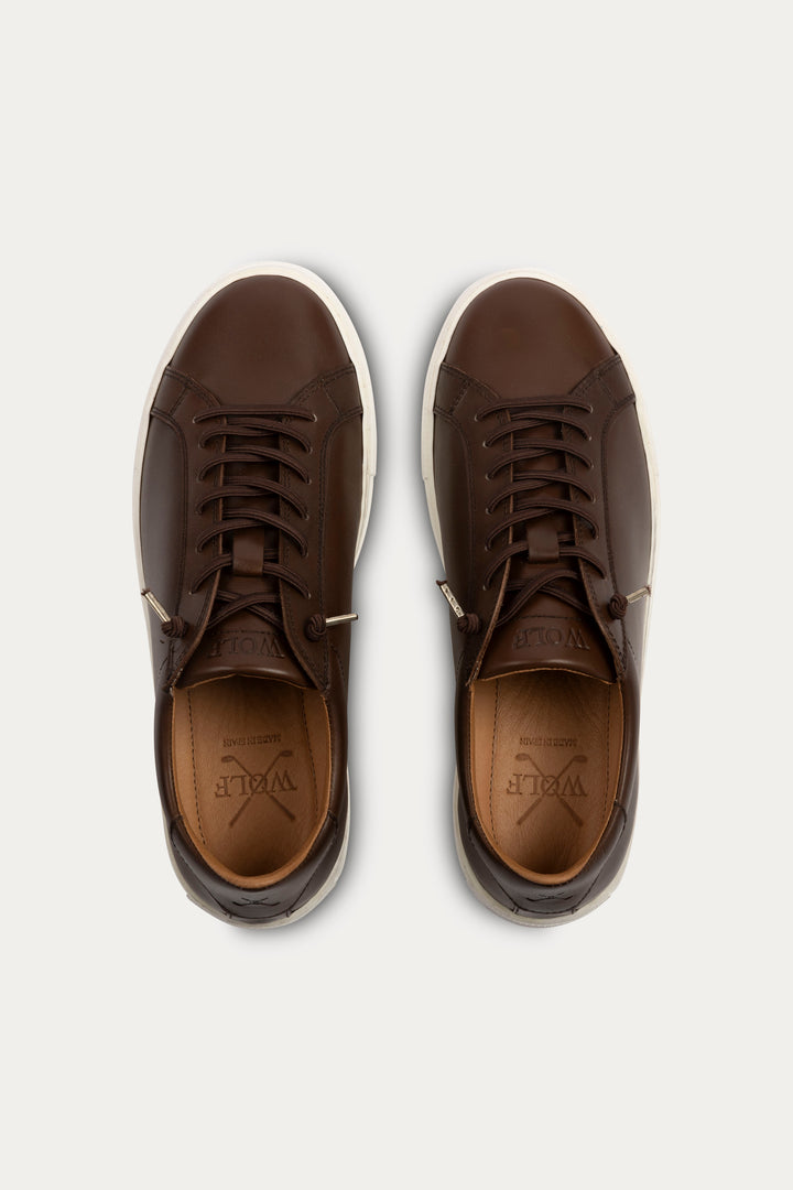 Arezzo Leather Smart Trainers in Dark Brown