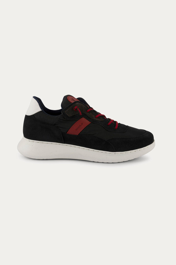 Notting Leather Trainers in Black/Red