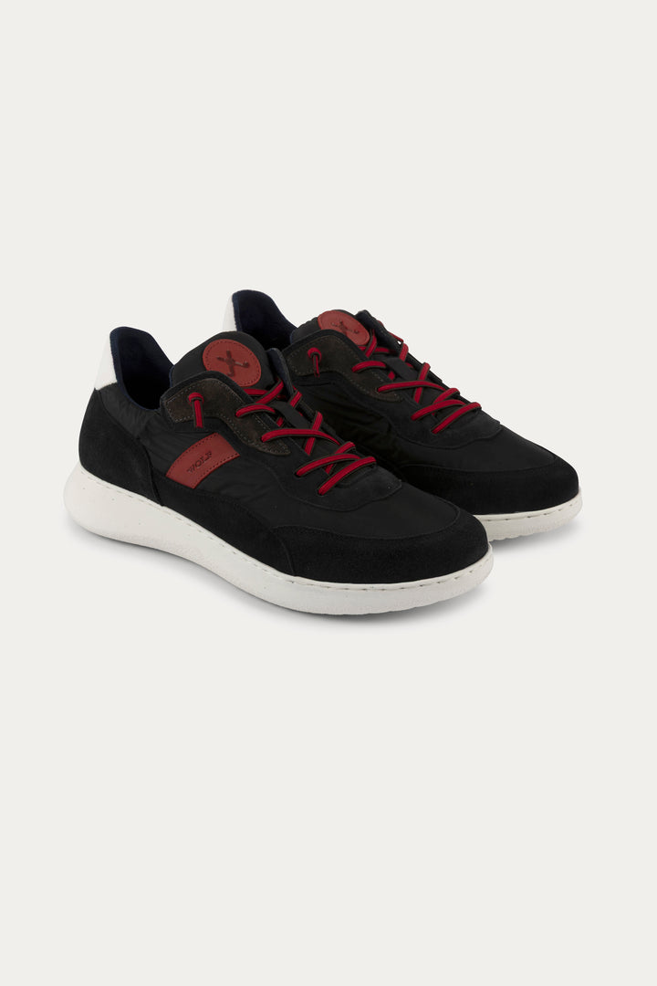 Notting Leather Trainers in Black/Red