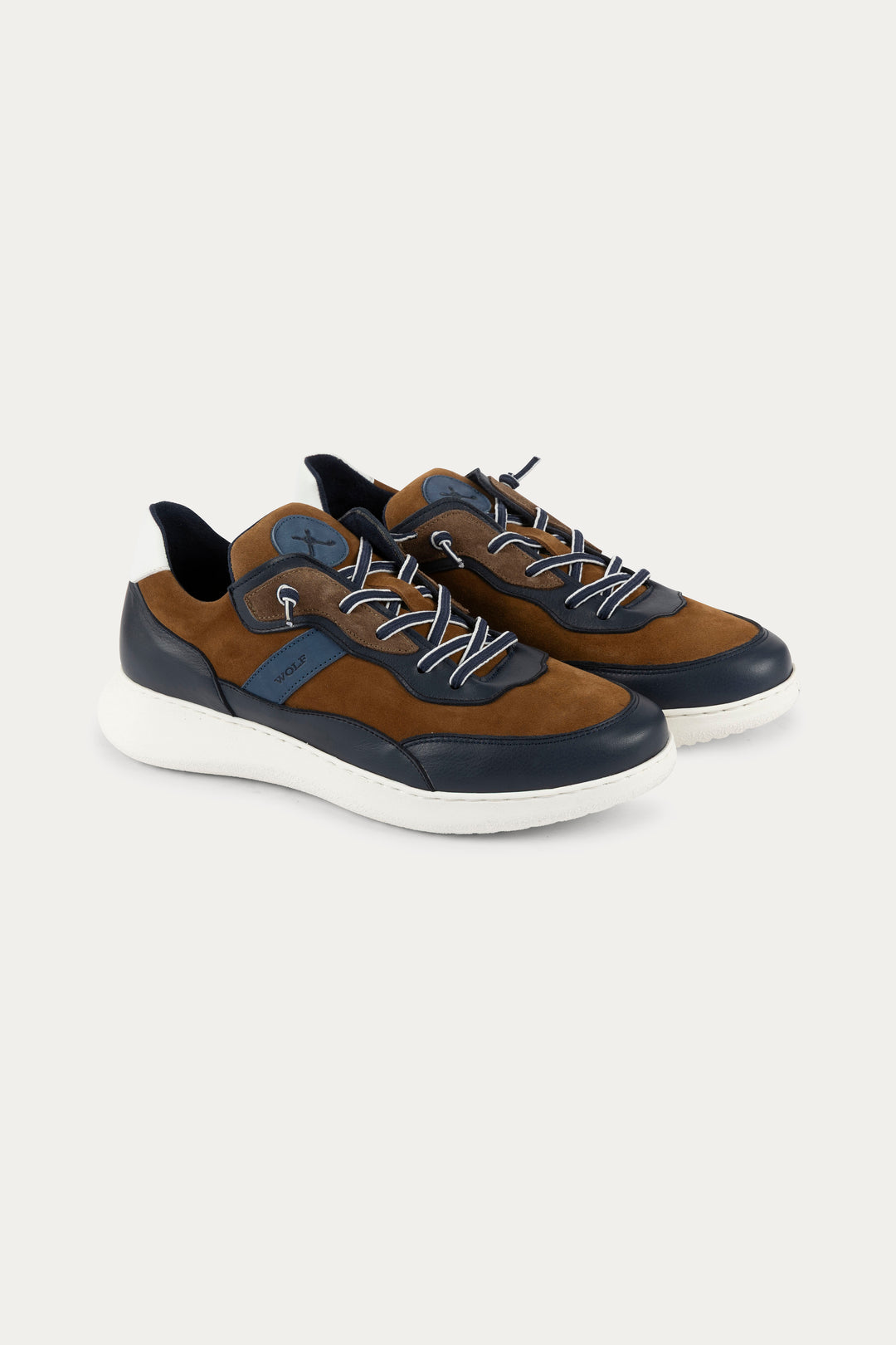 Notting Leather Trainers in Blue/Brown