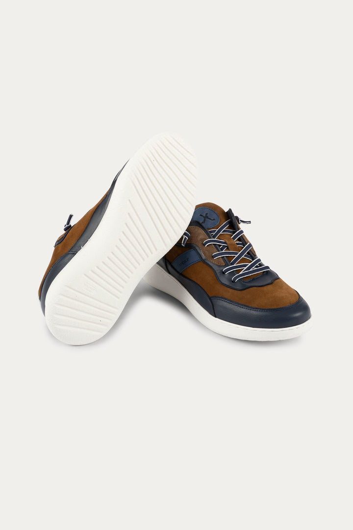Notting Leather Trainers in Blue/Brown