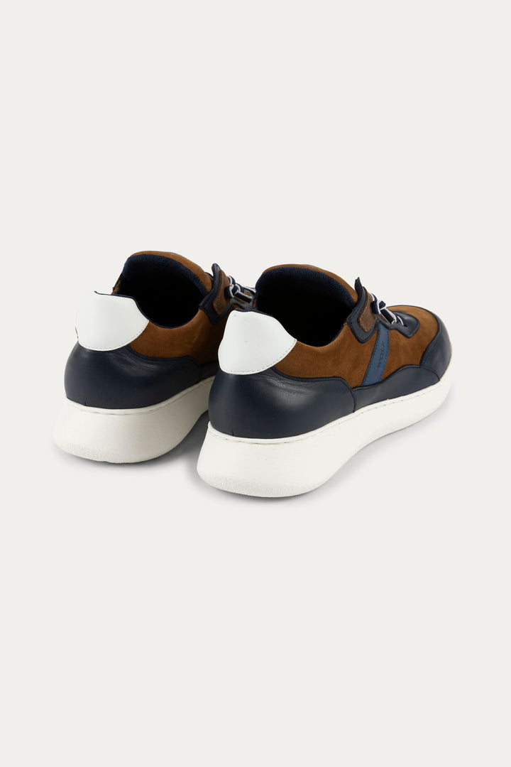 Notting Leather Trainers in Blue/Brown