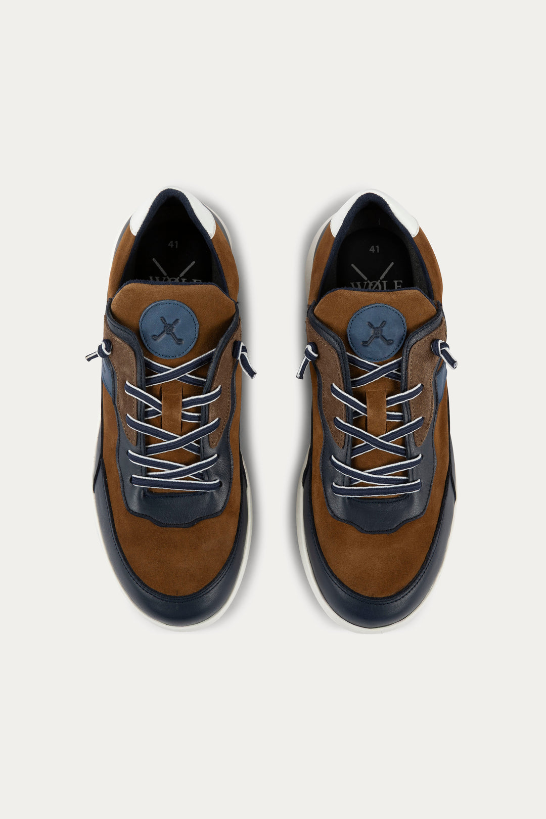 Notting Leather Trainers in Blue/Brown