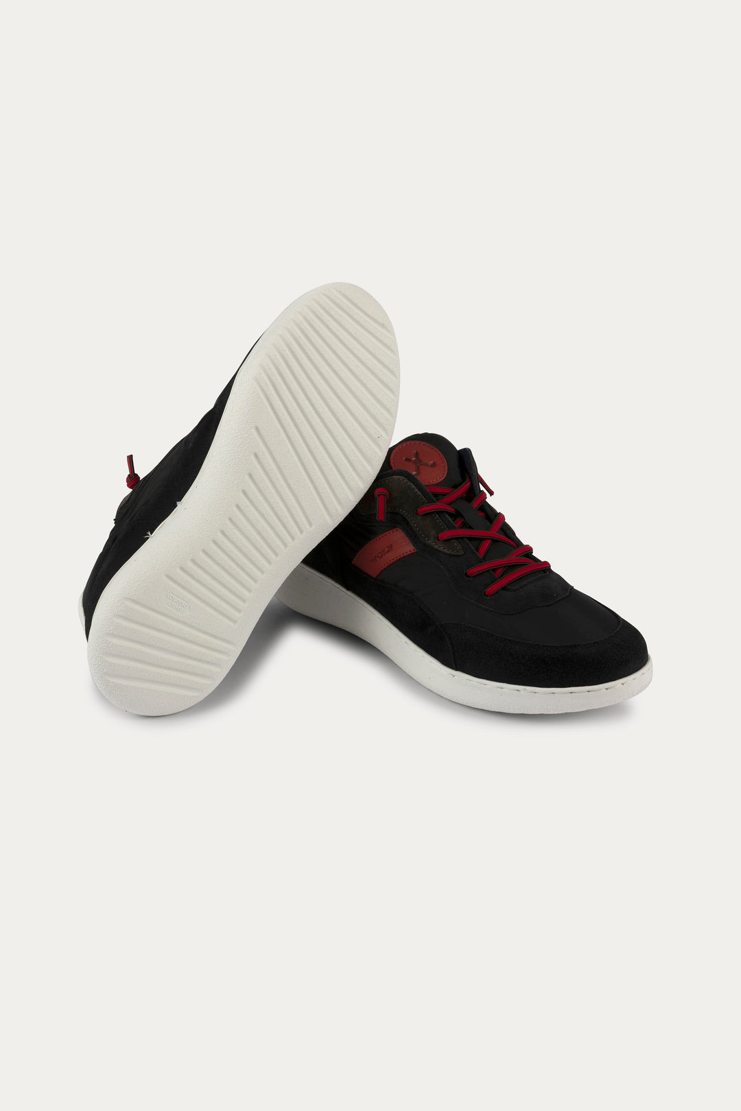 Notting Leather Trainers in Black/Red
