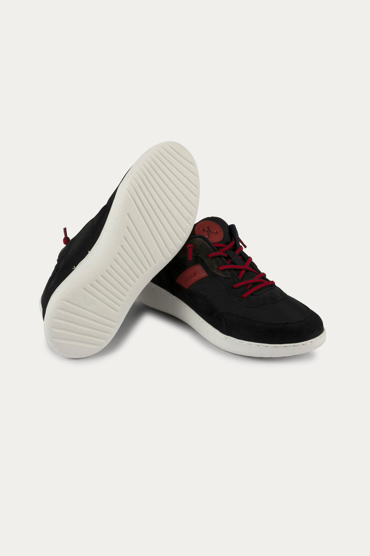 Notting Leather Trainers in Black/Red