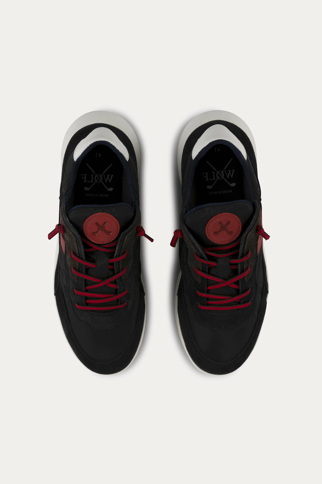 Notting Leather Trainers in Black/Red