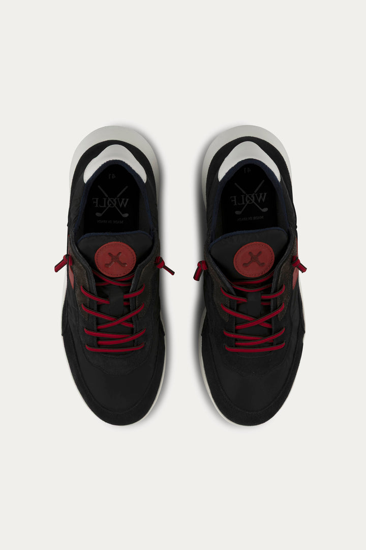 Notting Leather Trainers in Black/Red