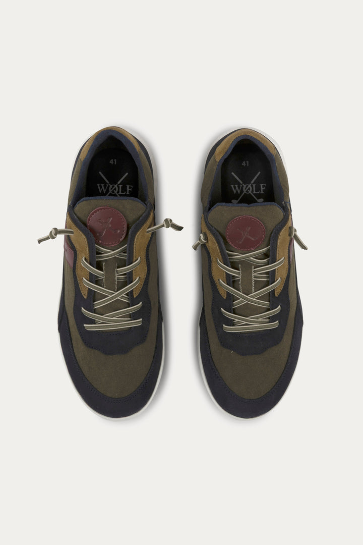 Notting Leather Trainers in Dark Green/Navy