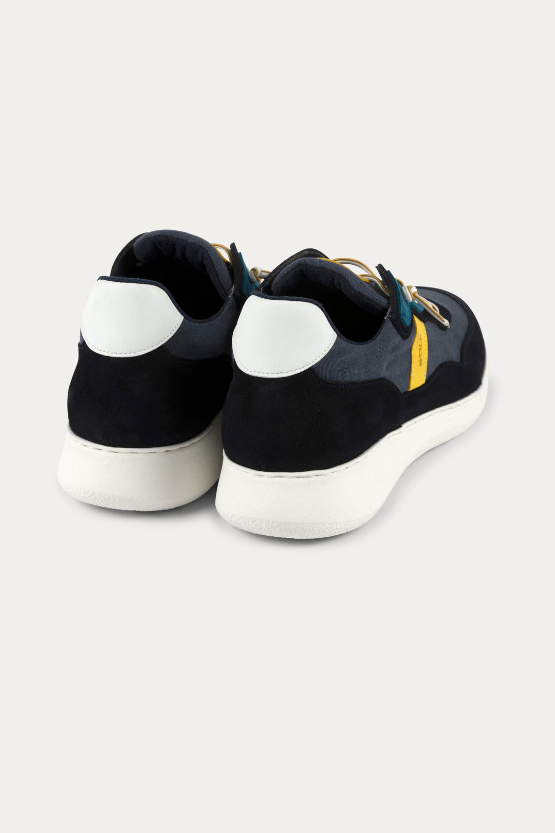 Notting Leather Trainers in Blue/Yellow