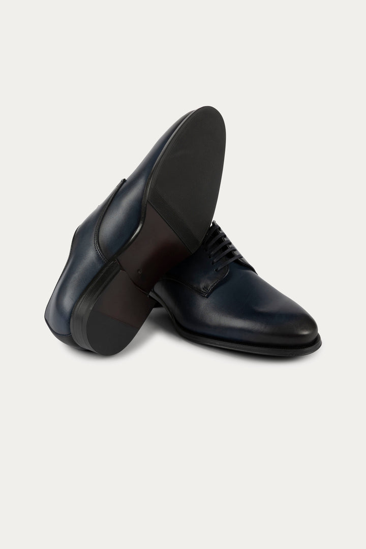 Derby Leather Dress Shoes in Navy