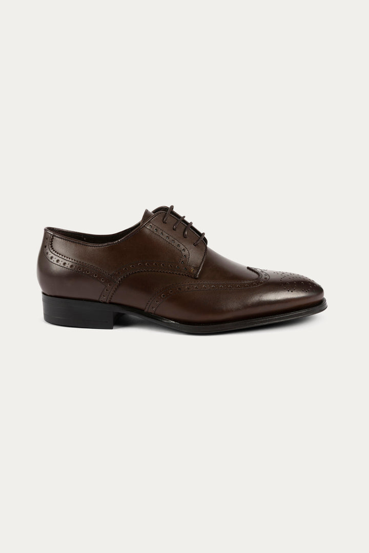 Brogue Leather Dress Shoes in Dark Brown