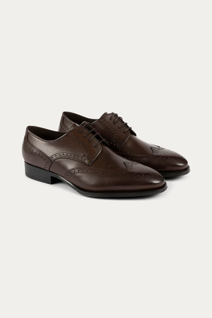 Brogue Leather Dress Shoes in Dark Brown