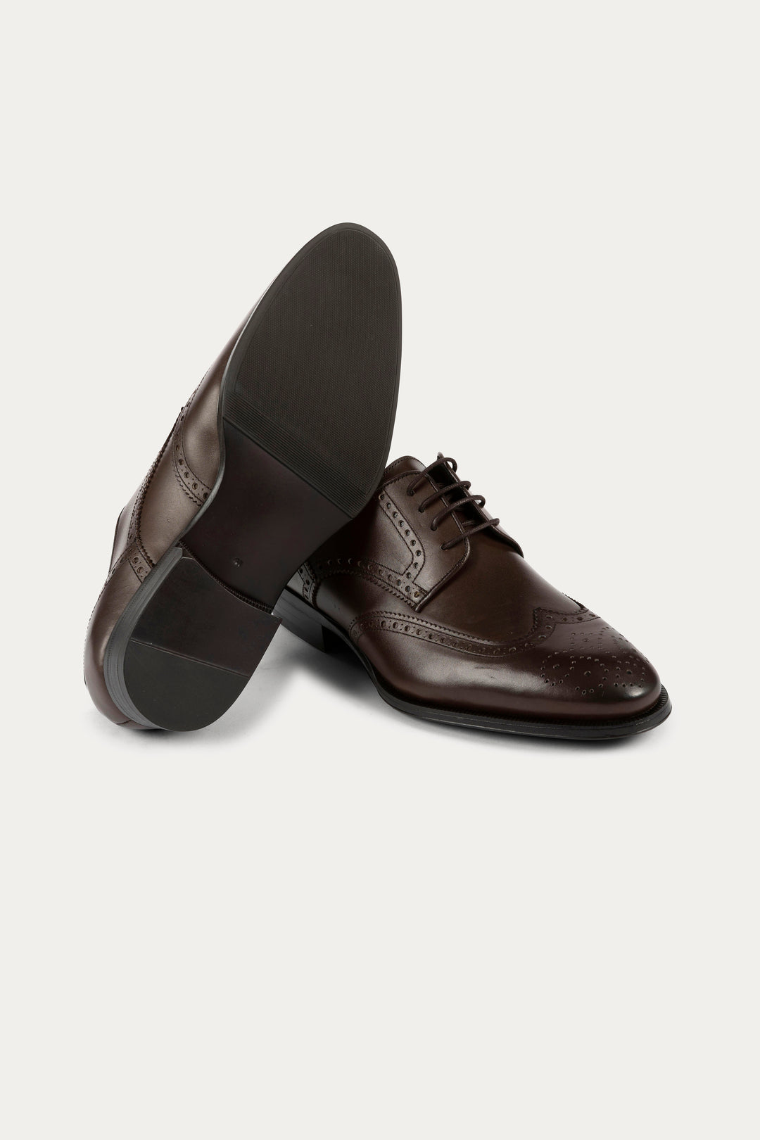 Brogue Leather Dress Shoes in Dark Brown