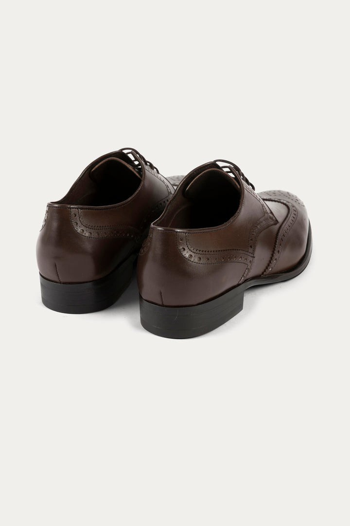 Brogue Leather Dress Shoes in Dark Brown