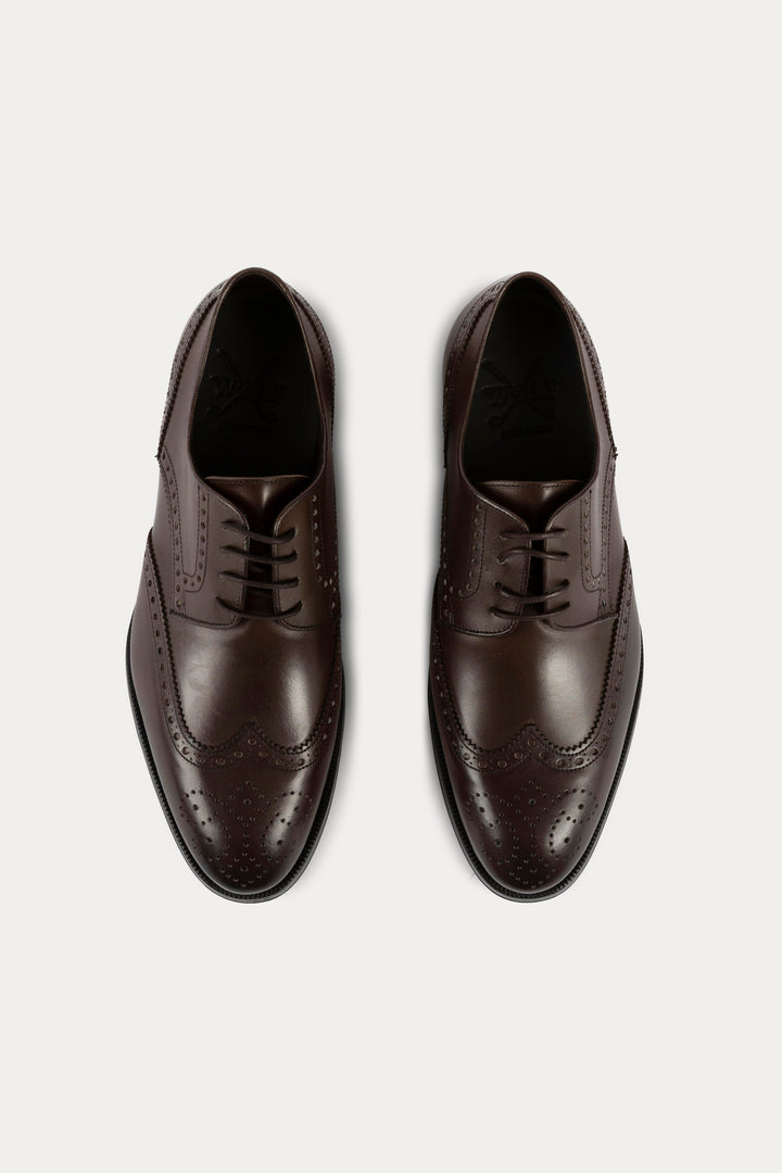 Brogue Leather Dress Shoes in Dark Brown