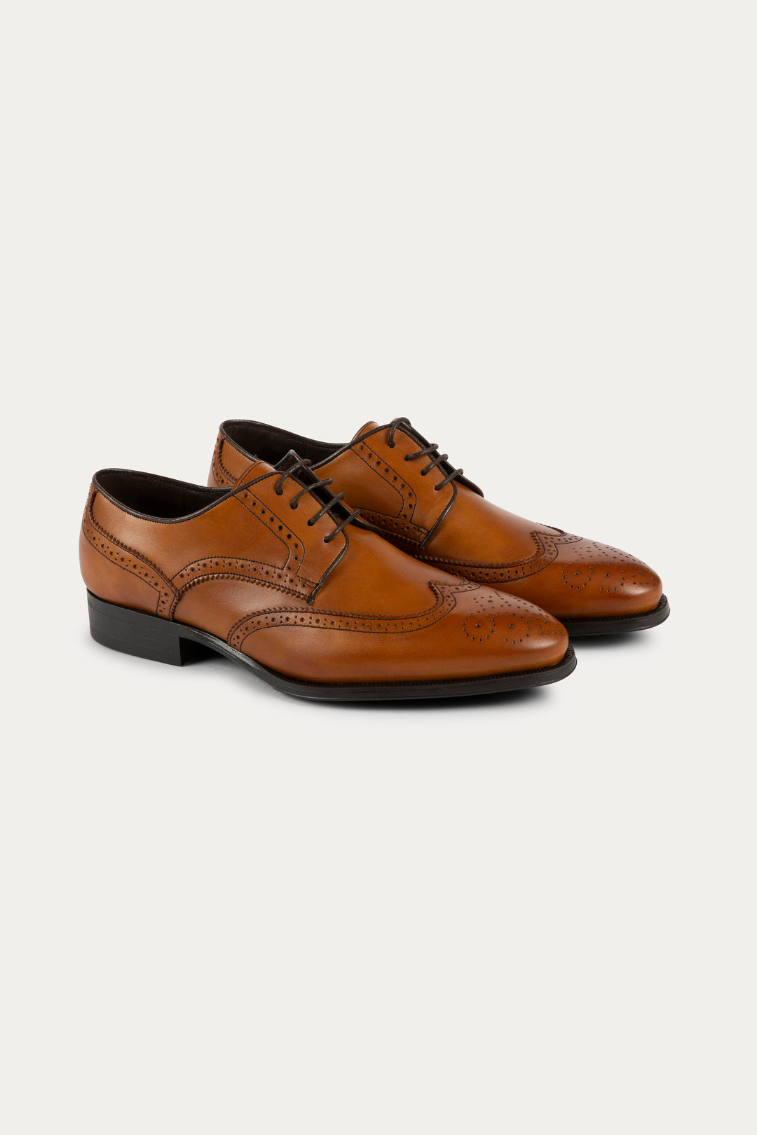 Brogue Leather Dress Shoes in Light Brown