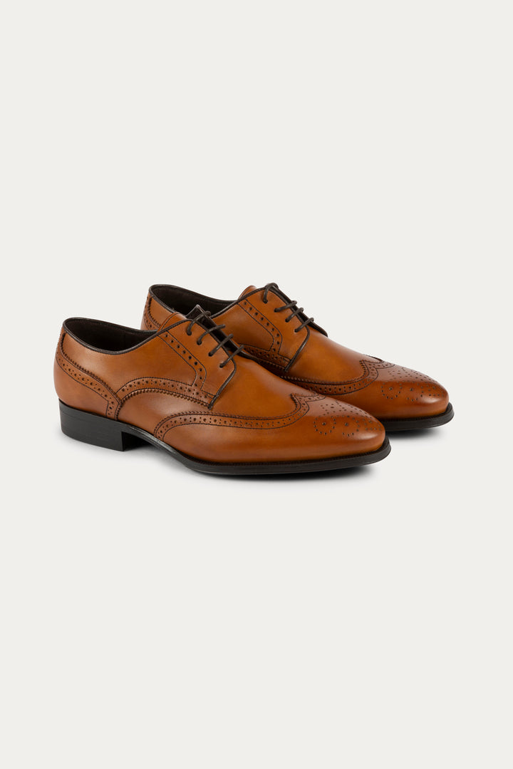 Brogue Leather Dress Shoes in Light Brown