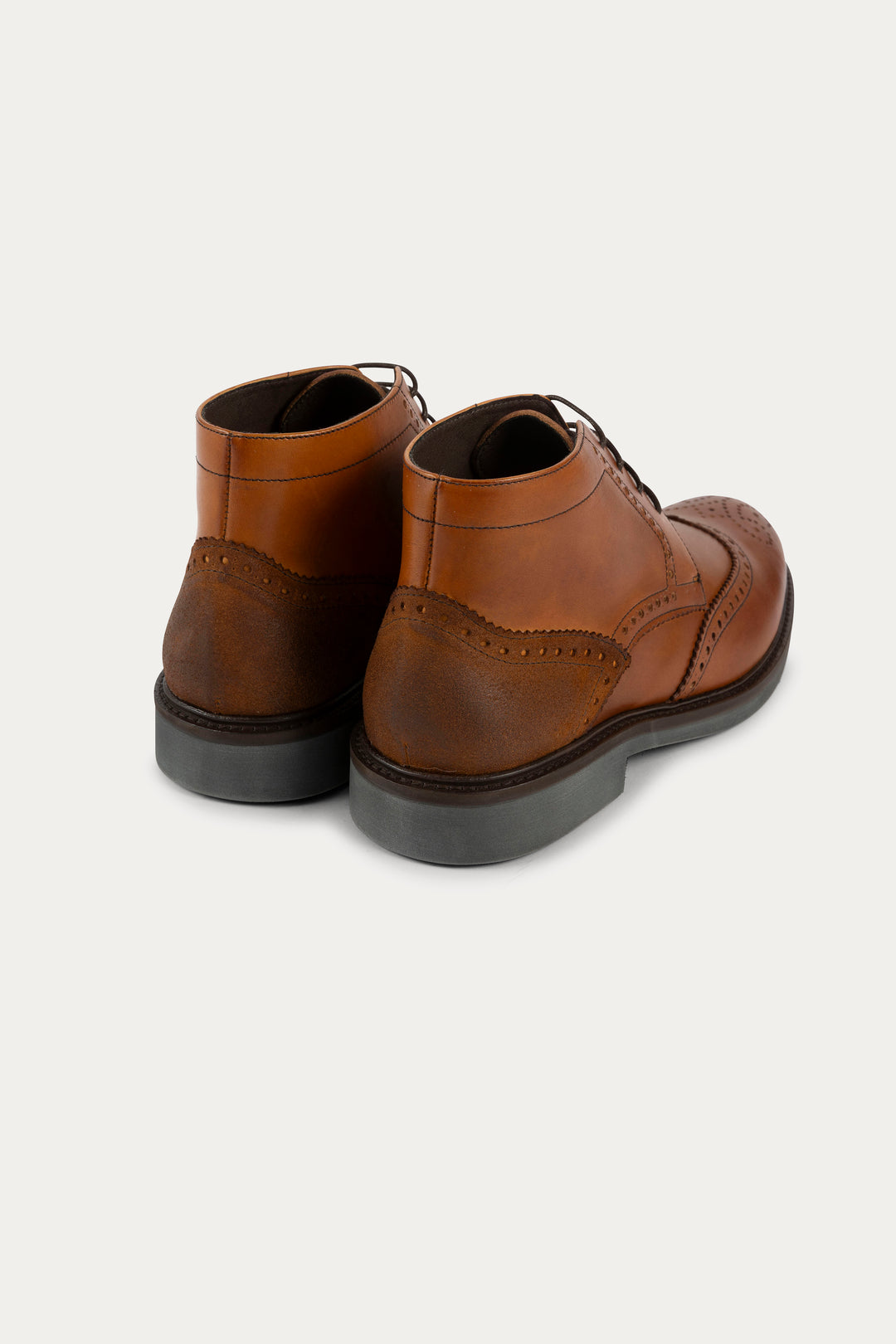 Brogue Leather Boots in Light Brown