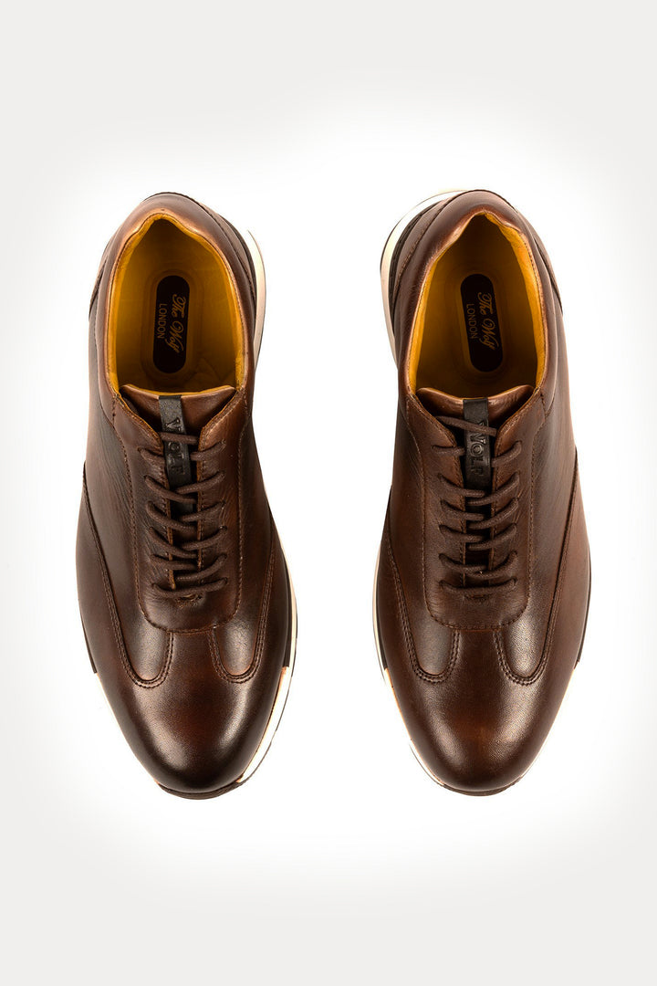 Westminster Leather Smart Trainers in Dark Brown