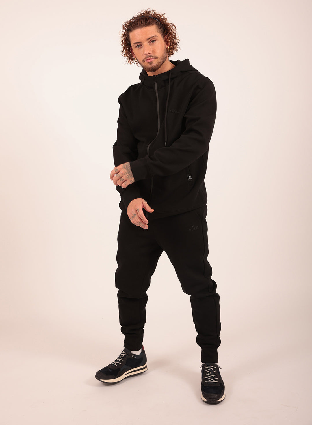 Tech Performance Tracksuit Set in Black