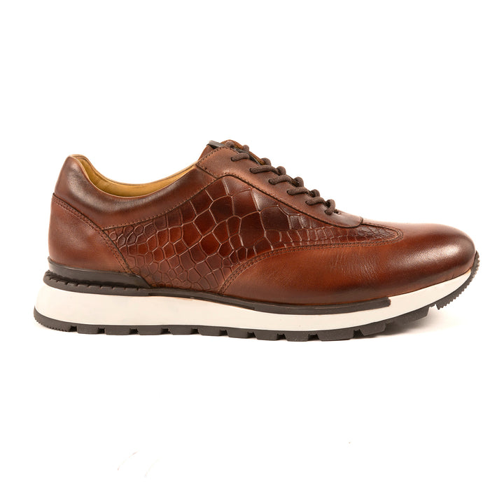 Hoxton Leather Smart Trainers in Brown