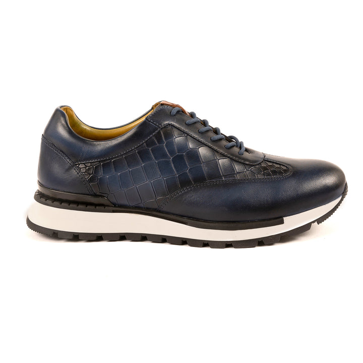 Hoxton Leather Smart Trainers in Navy