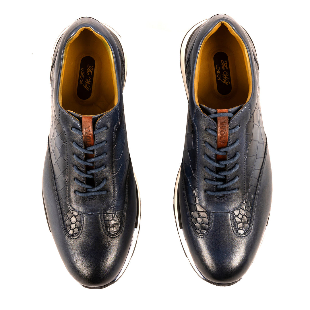 Hoxton Leather Smart Trainers in Navy