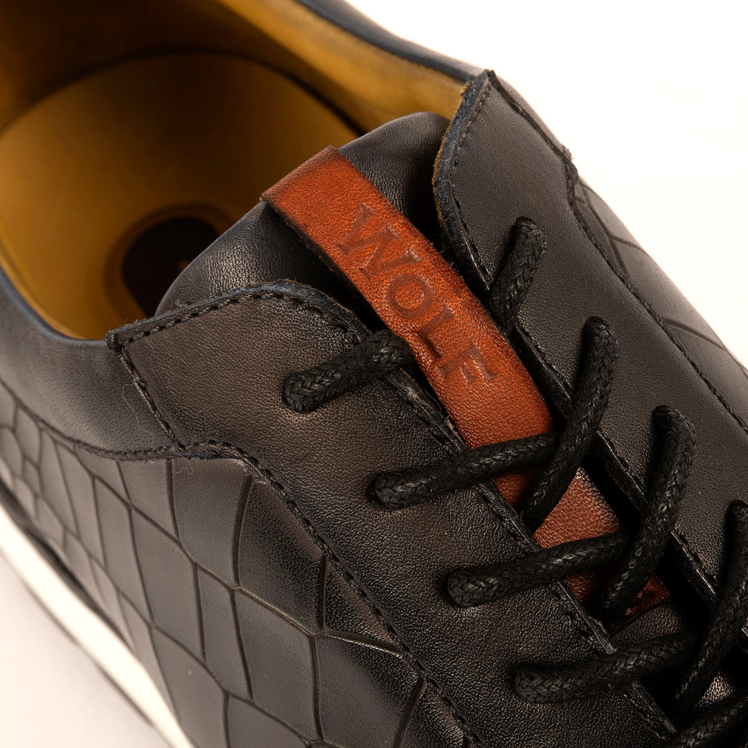 Hoxton Leather Smart Trainers in Black
