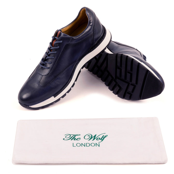 Westminster Leather Smart Trainers in Navy