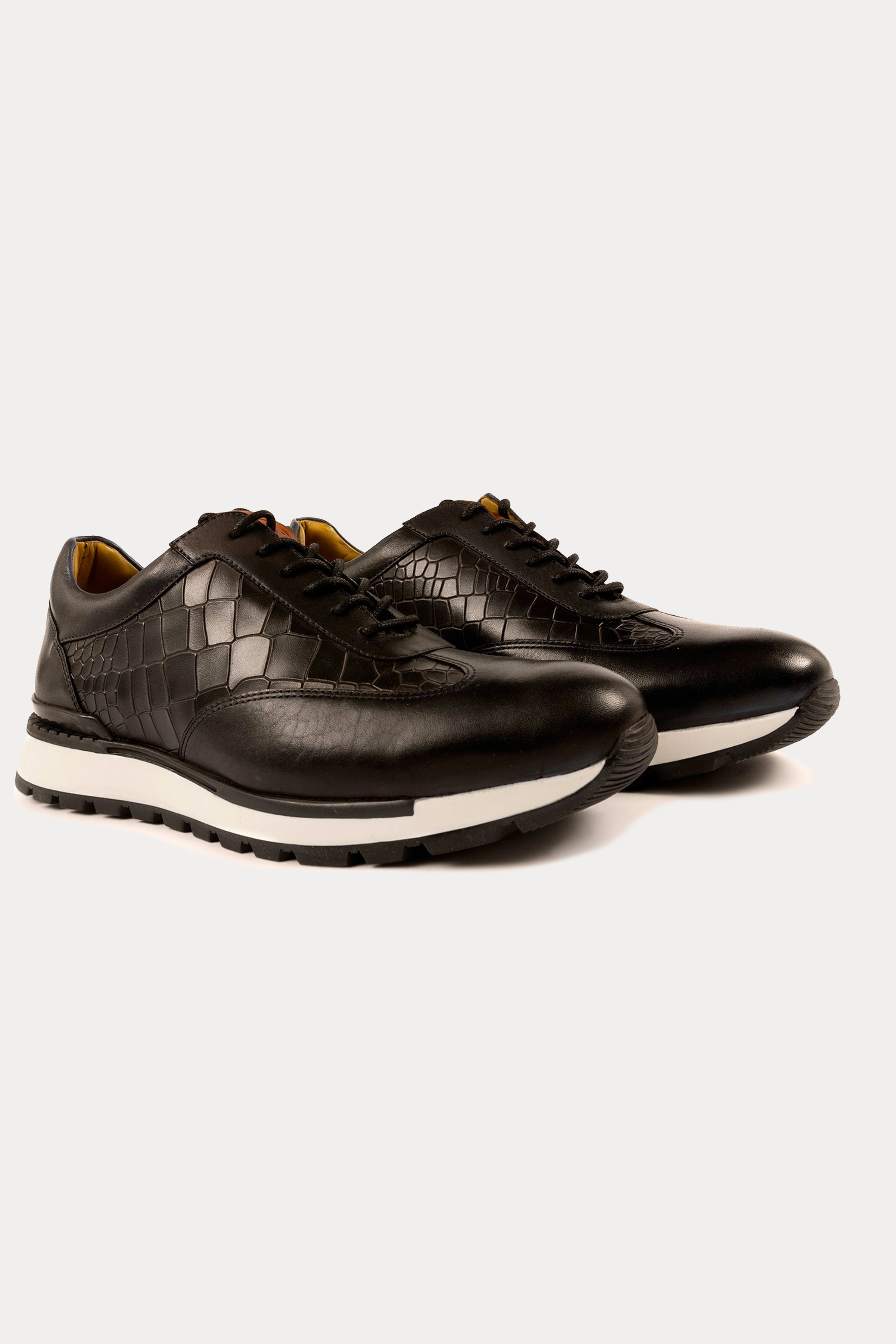smart black leather trainers