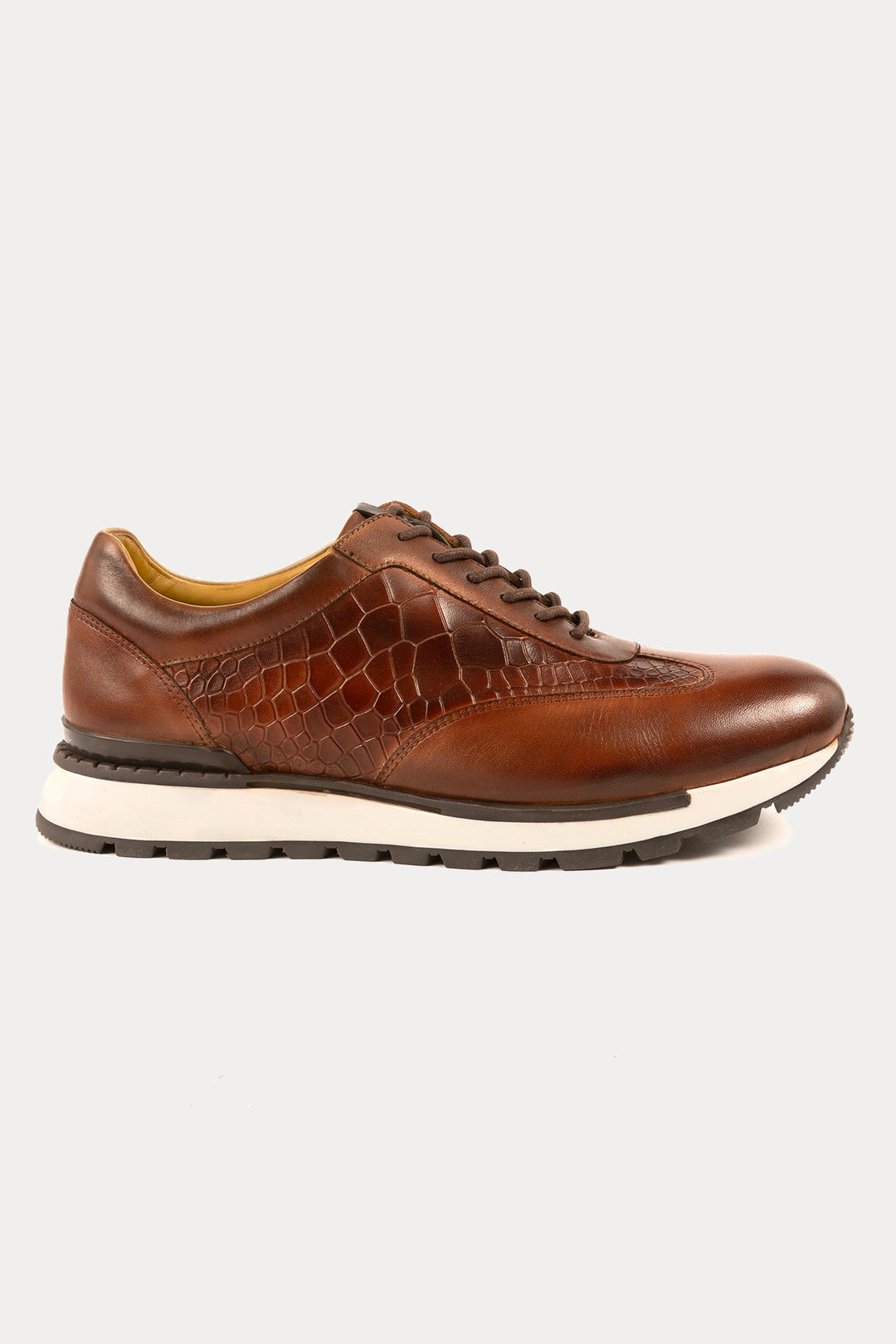 Hoxton Leather Smart Trainers in Brown