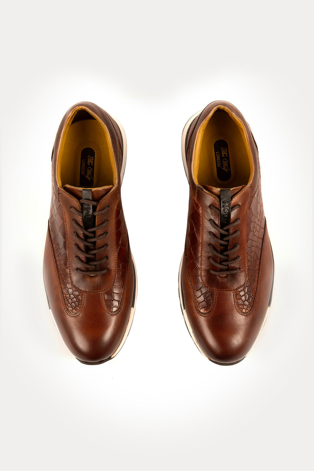 Hoxton Leather Smart Trainers in Brown