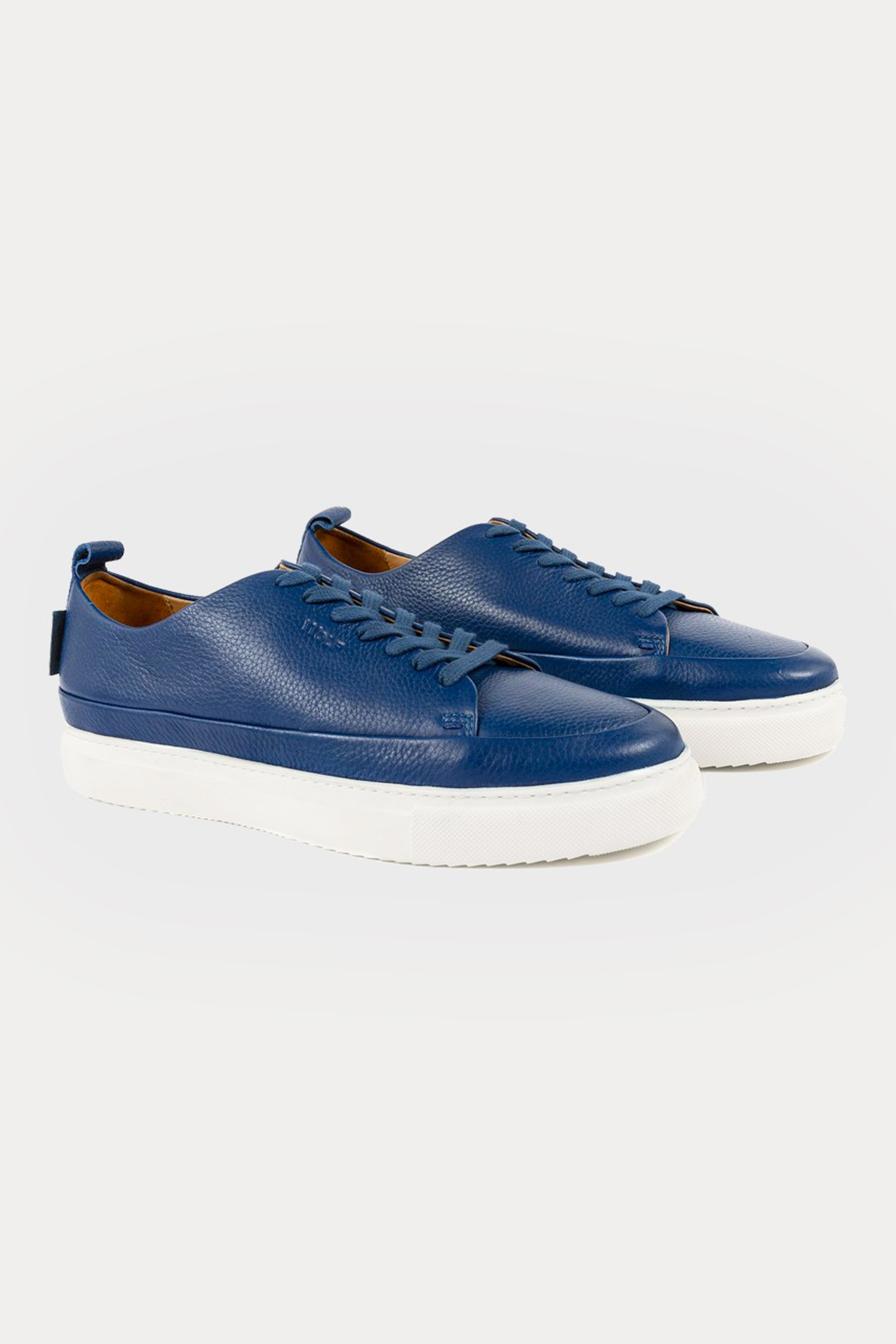 Knightsbridge Leather Smart Trainers in Blue – The Wolf London Fashion