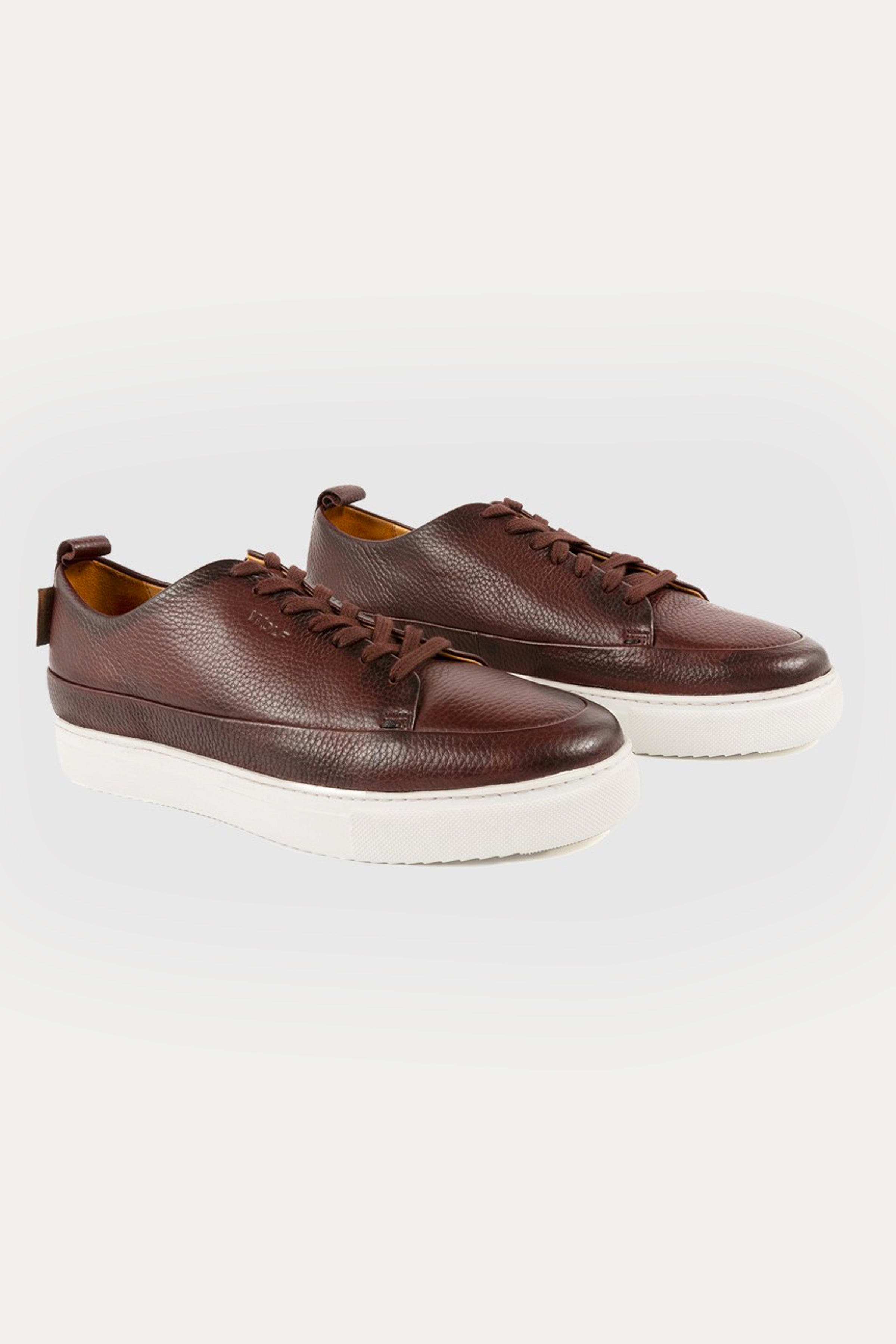 Knightsbridge Leather Smart Trainers in Brown – The Wolf London Fashion