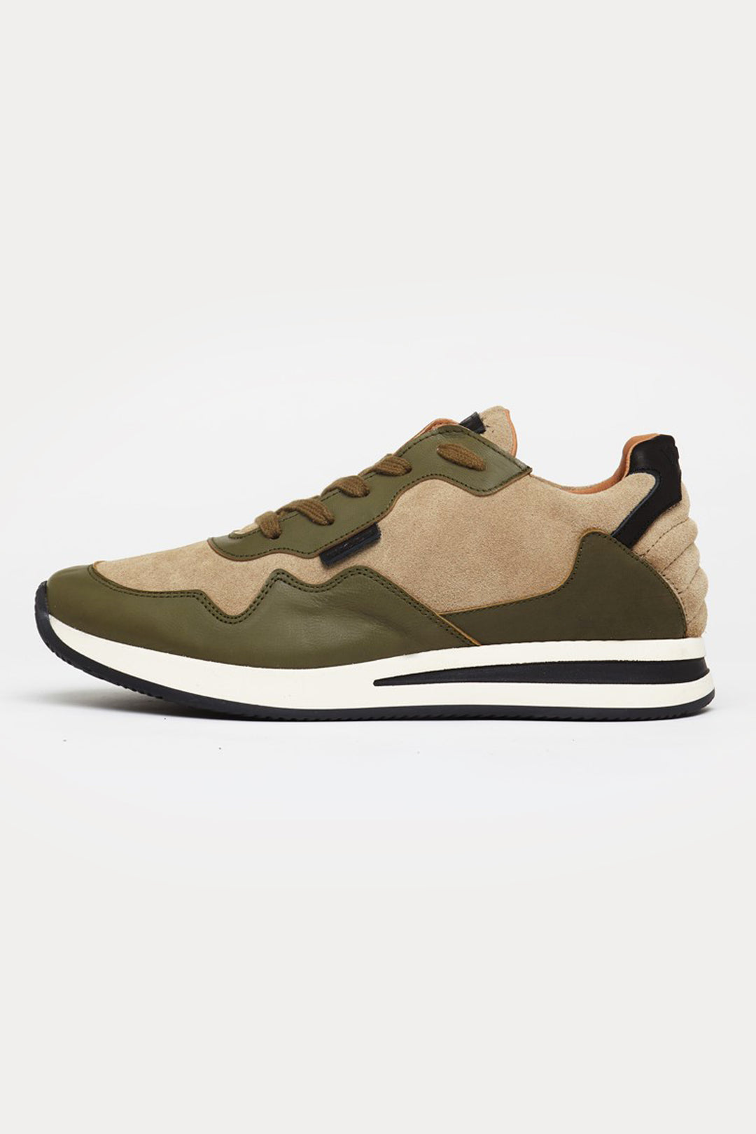Oxford Leather Trainers in Beige/Green