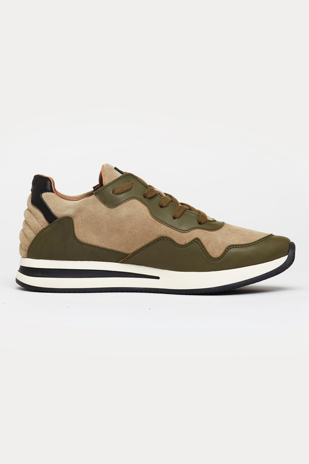 Oxford Leather Trainers in Beige/Green