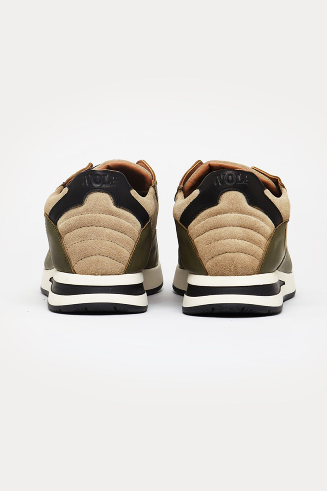 Oxford Leather Trainers in Beige/Green