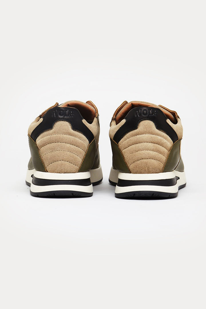 Oxford Leather Trainers in Beige/Green