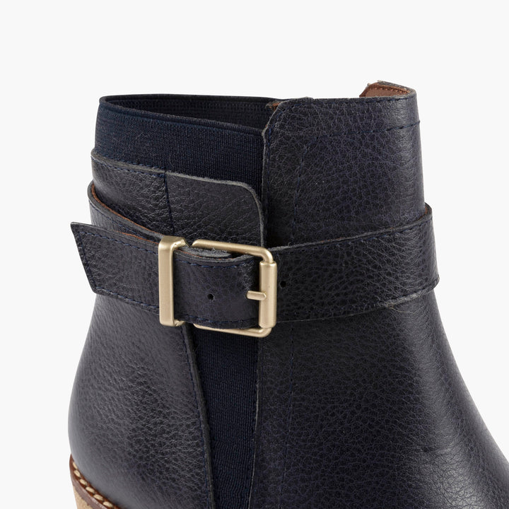 Manhattan Leather Boots in Midnight Navy