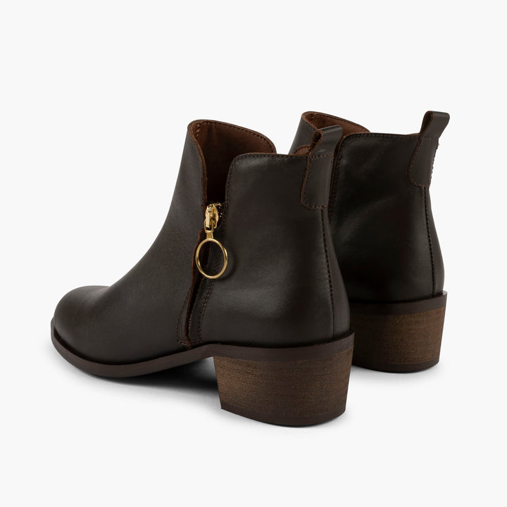 Park Avenue Leather Boots in Dark Brown