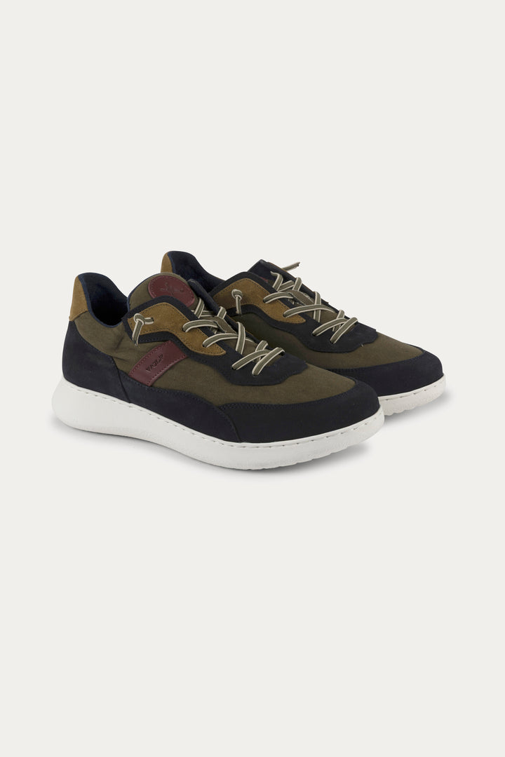 Notting Leather Trainers in Dark Green/Navy