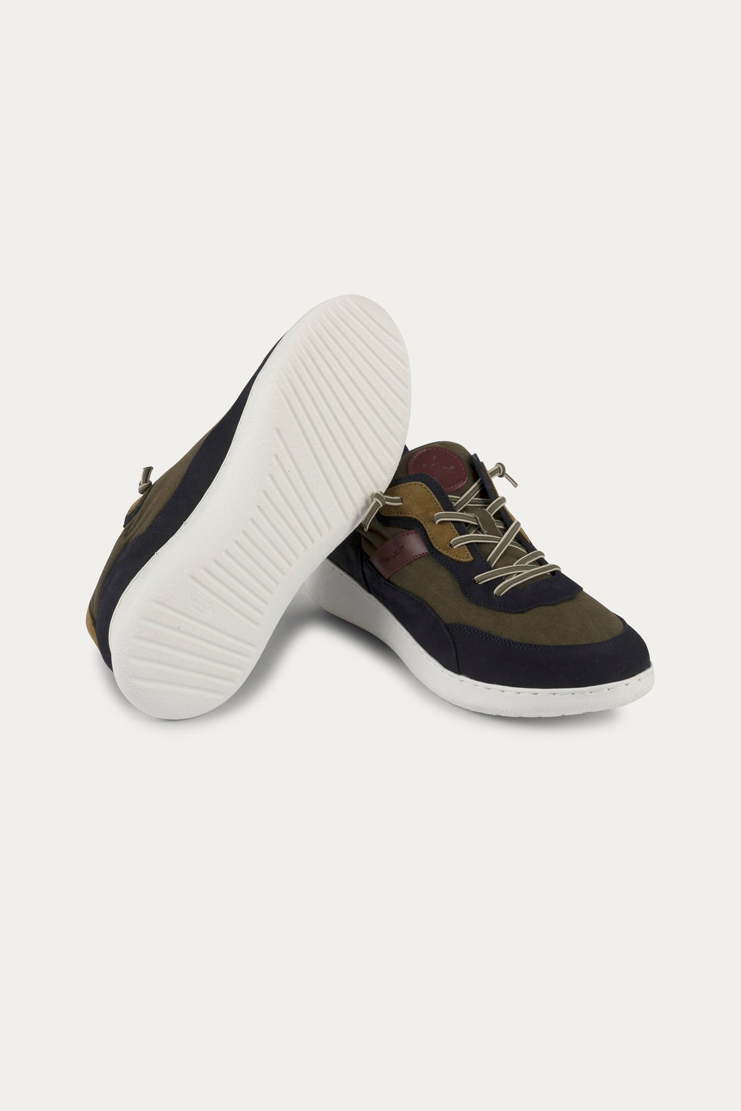 Notting Leather Trainers in Dark Green/Navy